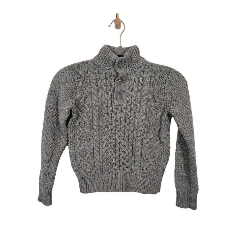 Gap Kids Boys Cable Knit Quarter‎ Button Sweater in Gray Size Medium